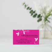 100つのショッキングピンクの葉のネイリストの名刺 名刺 (スタンド正面)