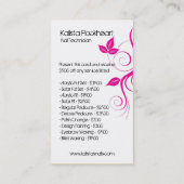 100つのショッキングピンクの葉のネイリストの名刺 名刺 (裏面)