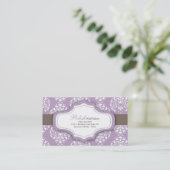 100つの紫色のダマスク織のネイリストの名刺 名刺 (スタンド正面)