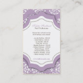 100つの紫色のダマスク織のネイリストの名刺 名刺 (裏面)