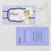 100つの青のダマスク織のスパのセラピーのマッサージの名刺 名刺 (正面/裏面)