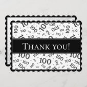 100つは"感謝していしています!" 白黒数パターン サンキューカード (正面/裏面)