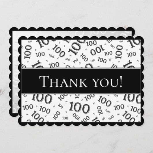 100つは"感謝していしています!" 白黒数パターン サンキューカード (正面/裏面)
