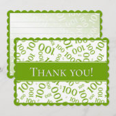 100つは"感謝していしています!" 緑および白い数パターン サンキューカード (正面/裏面)