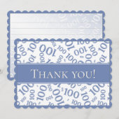 100つは"感謝していしています!" 青および白い数パターン サンキューカード (正面/裏面)