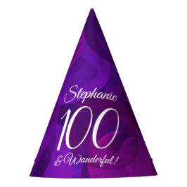 100と素晴らしいパープルエレガント誕生日 パーティーハット