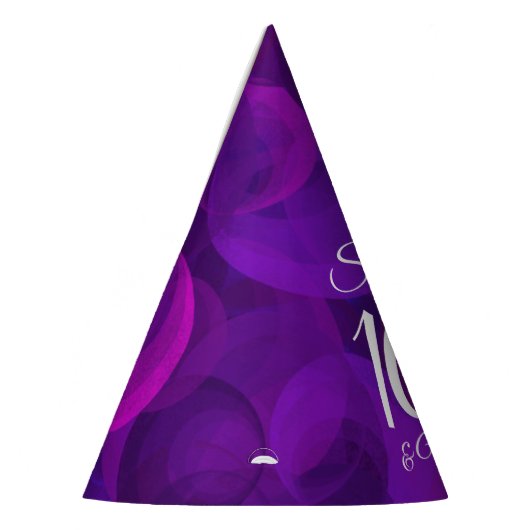 100と素晴らしいパープルエレガント誕生日 パーティーハット (左)