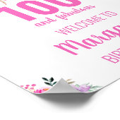 100と素晴らしいピンクのエレガントな誕生日パーティー ポスター (角)