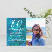 100と素晴らしい抽象芸術海ブルー誕生日 招待状 (スタンド正面)