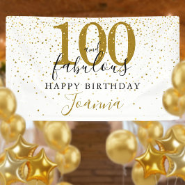 100と素晴らしい誕生日エレガント金ゴールドとブラック 横断幕