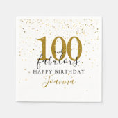 100と素晴らしい金ゴールドブラック誕生日パーティー スタンダードカクテルナプキン (正面)