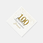 100と素晴らしい金ゴールドブラック誕生日パーティー スタンダードカクテルナプキン (角)