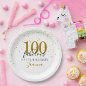 100と素晴らしい金ゴールドブラック誕生日パーティー ペーパープレート (パーティー)