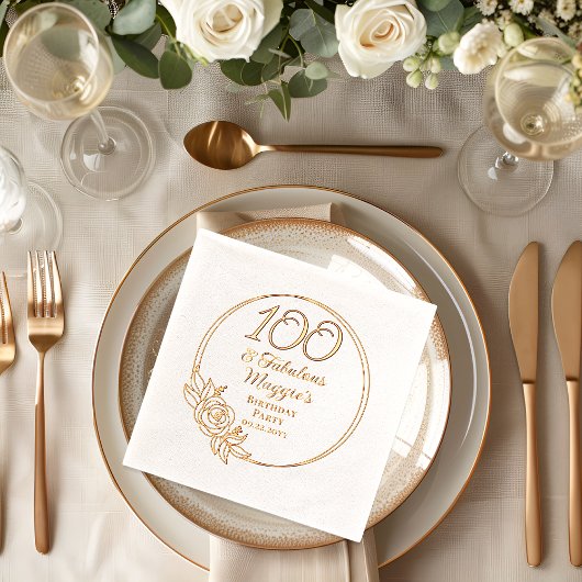 100と素晴らしい100th誕生日パーティーがスタンプ 箔ナプキン