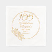 100と素晴らしい100th誕生日パーティーがスタンプ 箔ナプキン (正面)