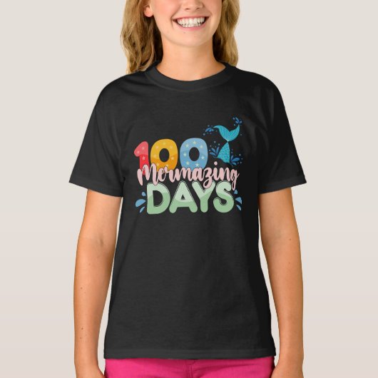 100のマーメイドの日 100日目の学校 マーメイド Tシャツ (正面)