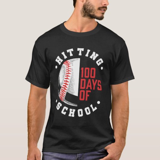 100の日を打つ野球新学期 Tシャツ (正面)