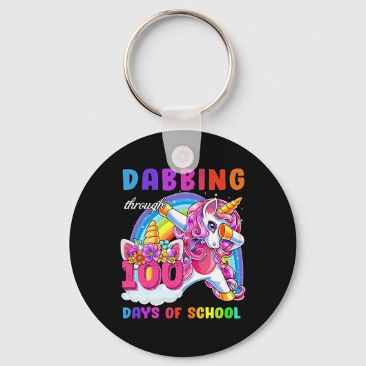 100の日を通じて学校のUnicornギフト キーホルダー (正面)