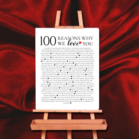 100の理由であなたが大好き 100歳の誕生日プレゼント ポスター