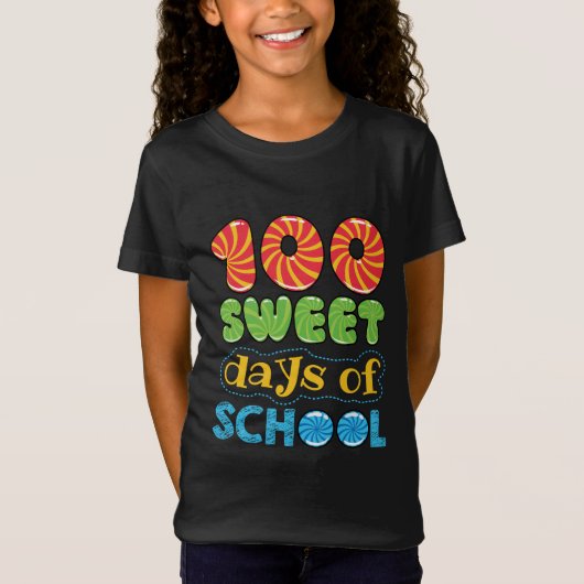 100の甘い日のキャンディ愛好家の学生 Tシャツ (正面)