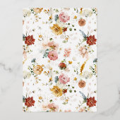 100の見栄えを良くするフローラバラ金ゴールド 箔招待状 (裏面)