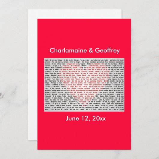 100の言語であなたを愛する赤いハート シーズンカード (正面/裏面)