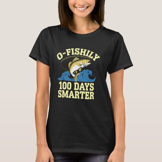 100の賢い釣りガール先生学生のバックトゥー Tシャツ (正面)