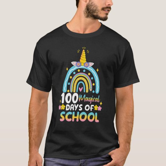 100の魔法の学校の日 ユニコーン ギフト 先生 Tシャツ (正面)