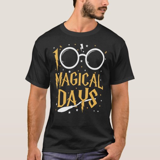 100の魔法の日の学校先生学生子供 Tシャツ (正面)