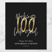 100を良い誕生日のボトルラベルに見せる ワインラベル (シングルラベル)