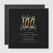 100を誕生日の招待状にする金ゴールド (正面/裏面)