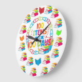 100アイテム100日100日学校シャツT ラージ壁時計 (傾斜)