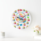 100アイテム100日100日学校シャツT ラージ壁時計 (ホーム)