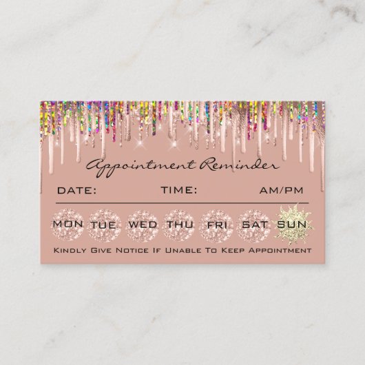 100アポイントメントリマインダーグリッタードリップホログラフ 名刺 (正面)
