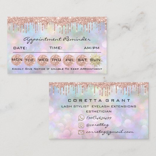 100アポイントメントリマインダーソーシャルメイクアップラッシュワックス 名刺 (正面/裏面)