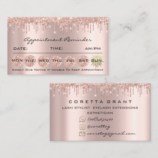 100アポイントメントリマインダーソーシャルメイクアップラッッシュヘア 名刺 (正面/裏面)