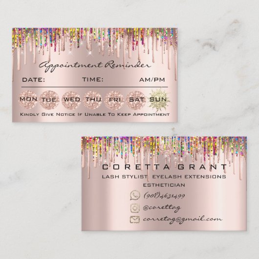 100アポイントメントリマインダーソーシャルメディア自筆証書 名刺 (正面/裏面)