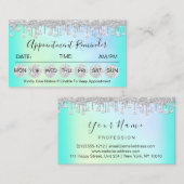 100アポイントメントリマインダーダイヤモンドシルバードリップ爪、 ネイル 名刺 (正面/裏面)