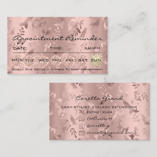 100アポイントメントリマインダーフローラメイクアップアイドラックス 名刺 (正面/裏面)