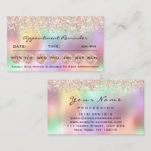 100アポイントメント覚書メーキャップ・ホログラフ 名刺 (正面/裏面)