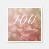 100エレガント誕生日のナプキンがピンクで彼女のために スタンダードカクテルナプキン (正面)