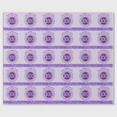 100エレガント誕生日パープルグリッター付ストライプき ラッピングペーパー (フラット)