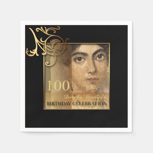 100エレガント誕生日フォト紙ナプキンス スタンダードカクテルナプキン (正面)
