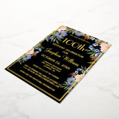 100エレガント誕生日ブラック実在金ゴールド 箔招待状 (回転した状態)