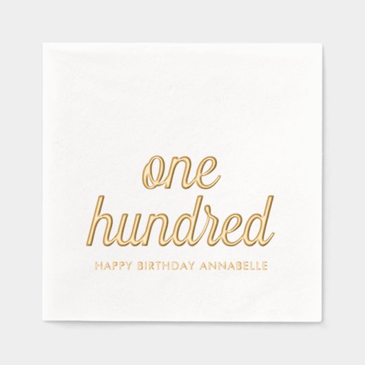100エレガント誕生日金モダン箔ナプキンス 箔ナプキン (正面)