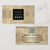 100カスタムロゴQRCODE金ゴールドグリッターストローク 名刺 (正面/裏面)