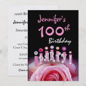 100カスタム歳誕生日パーティーの招待キャンドル 招待状 (正面/裏面)