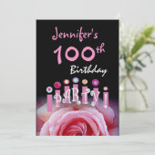 100カスタム歳誕生日パーティーの招待キャンドル 招待状 (スタンド正面)