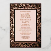 100カスタムth Birthday Partyテクスチャエレガントフローラ 箔招待状 (正面)