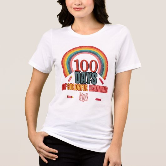 100カラフル日学:教育およびおもしろい トライブレンドTシャツ (正面)